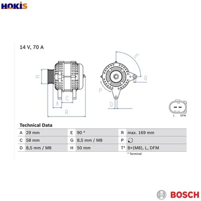 ALTERNATOR 0 986 048 891 FOR SKODA ROOMSTER/Praktik FABIA/II/Combi PRAKTIK  VW - Image 1 of 4