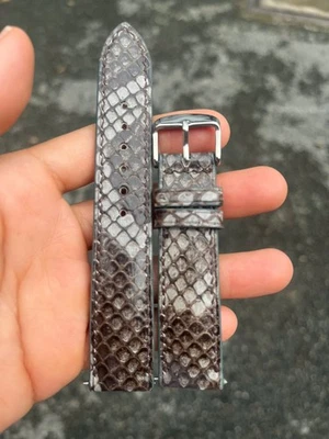 Correa de reloj de cuero de serpiente 26 mm 24 23 22 21 20 19 18 17 16 14 gris negro Foto 1 de 3