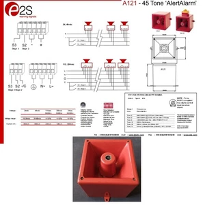 E2S A121 Fire Alarm Sounder 24V DC 10-30VDC, E2s Industrial Fire Warning Alarm - Picture 1 of 24