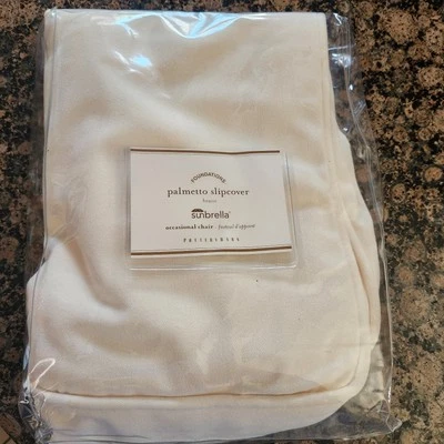 NUEVO Pottery Barn Palmetto Exterior Ocasional Sillón Slipcover SET NATURAL Foto 1 de 4
