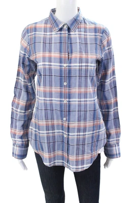 Theory 女式领长袖棉质纽扣格子衬衫 S 码 — 第 1/4 张图片