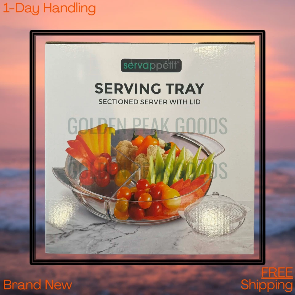 Servappetit Serving Tray Sectioned Server With Lid New In Box Free USA Shipping - Image 1 of 1