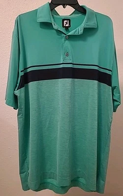 Footjoy Mens Polo XXL Green With Black Stripes - Image 1 of 4