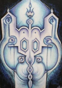 Contemporary abstract gouache painting landscape signed - Picture 1 of 24