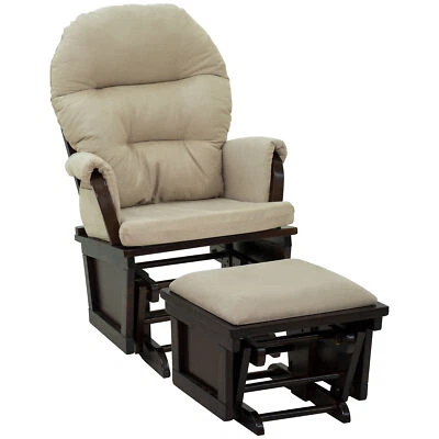Nursery Glider Rocking Chair with Ottoman Thick Padded Cushion for Breastfeeding - Image 1 of 4