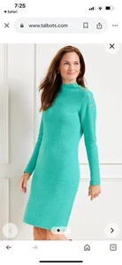 Talbots Shaker Stitch PS Women’s Tweed Sweater Dress Turquoise 371227 NEW - Picture 1 of 12