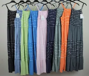 New Ladies Summer Striped Design Italian Lightweight Long Maxi Dress - Picture 1 of 3