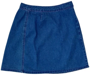 Vintage Eddie Bauer Blue Chambray Denim Wrap Jean Mini Skirt Women’s 4P - Picture 1 of 6