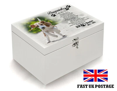 Personalised white wooden memory box, Keepsake box, wooden urn casket for ashes - Image 1 of 4