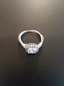 Stunning Sterling Silver 925 and Large CZ Stones Filigree Ring Size 7 Engagement - Picture 1 of 6