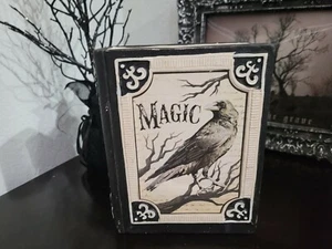 Halloween Black Raven Crow Resin Faux Book SPELLS Tabletop Prop Home Decor 7.75" - Picture 1 of 4