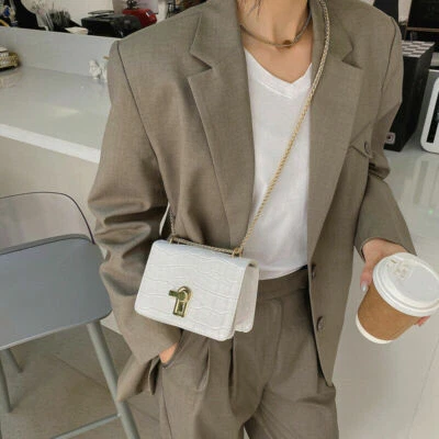 Pequeño Blanco Cocodrilo Patrón Monedero Bolso de Mano Bolso Bandolera Foto 1 de 2