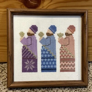Completed Framed Cross Stitch Three Kings Wise Men Bearing Gifts - Picture 1 of 4