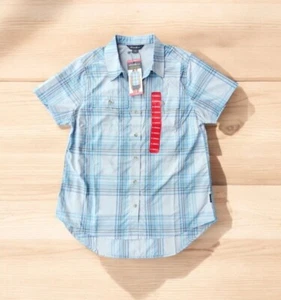 Eddie Bauer Damen XS Adventure Hemd kariert blau Kurzarm Button Down Oberteil - Bild 1 von 18