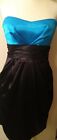 Teeze Me Black and Teal Satin Fit Sash Flare Skater Knee Sz 7 Queen of Catwalk