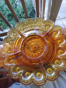 1970s Brockway Concord Amber Glass Serving Platter | Divided Plate  - Picture 1 of 2