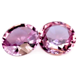 Certified Natural Unheated Peach Sapphire 0.69ct VS 4.4mm Round Matching Pair - Picture 1 of 2