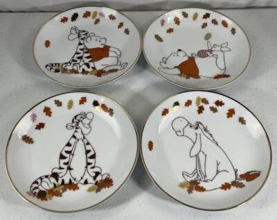 Disney Winnie The Pooh Fall Days Harvest Assorted Appetizer Plates Set Of 4 - Image 1 of 4