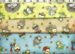 Henry Glass ~ Cute Hedgehog Fox Squirrel U PICK ~ 100% Cotton Quilt Fabric BTY - Picture 1 of 4