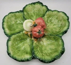 BRAD KEELER 15" LECHUGA VEGETAL PLATO DIVIDIDO PLATO - BORDALLO PINHEIRO - Imagen 1 de 9