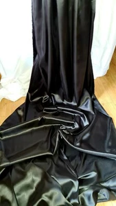 1MTR LIGHT WEIGHT BLACK COLOUR POLYESTER SATIN FABRIC .60 WIDE  - Picture 1 of 7