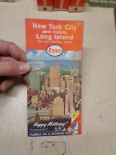 1961 Esso Map New York City Long Island Guide gas station oil pump 61 Ford Chevy
