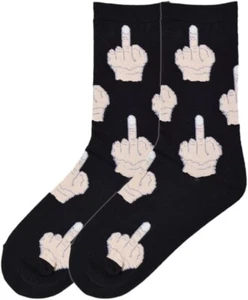 K. Bell Women's Crew Middle Finger Socks Humor Novelty Boss Attitude Sock Rare - Picture 1 of 3