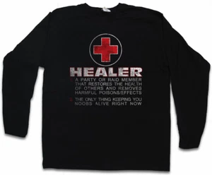 CAMISETA DE ROL SANADOR HOMBRE MANGA LARGA Diversión Jugador Juegos Administrador Símbolo Raid RPG - Imagen 1 de 1