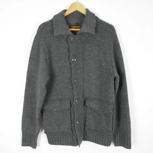 SCHOTT NYC Men's Cardigan Size M Grey Wool Blend Chunky Knit Button Zip - Picture 1 of 21