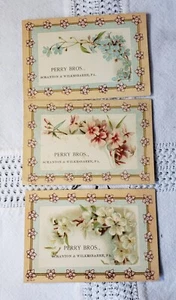 TOC 3 FLORALS Trade Cards PERRY BROS. Scranton & Wilkesbarre, PA LUDWIG Pianos - Picture 1 of 3