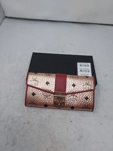 MCM Patricia Large Visetos Champagne Gold Wallet New - Picture 1 of 11