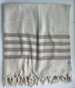 PCB Home 100% Cotton Biege Picnic/Throw Blanket 78”x36” Lightweight , Home Decor - Picture 1 of 4