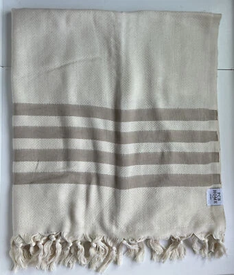 PCB Home 100% Cotton Biege Picnic/Throw Blanket 78”x36” Lightweight , Home Decor - Image 1 of 4