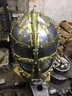 Christmas  Viking Helmet 16 Gage steel Vendal Knight Viking Armour Brass Helmet