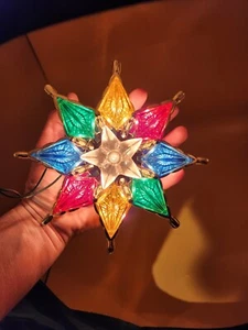 Vintage, Star Christmas Tree Topper, Stained Glass Look. Plastic - Picture 1 of 4