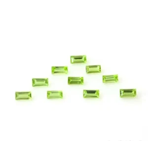 Natural Peridot 2x4mm Baguette Faceted Cut Calibrated Size Loose Gemstone 25Pc - Picture 1 of 5
