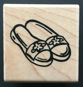 PAIR OF WOMEN SLIDES SLIPPERS FASHION SYMBOL Close to My Heart Wood Rubber Stamp - Picture 1 of 4
