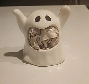 FULL MOON FURNISHINGS Ceramic Ghost Scrubby Sponge Holder Candy Dish Halloween - Picture 1 of 4