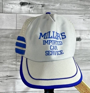 Cappello camionista vintage grigio 3 strisce snapback USA Miller's Importato servizio auto - Foto 1 di 7