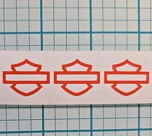 3 Mini Harley Shield .75" H Orange Vinyl Decals for Motorcycle Car Truck windows - Foto 1 di 2