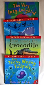 3 X PICTURE BOOK & CD SET / TEENY WEENY TADPOLE SMILEY SHARK CROCODILE+LADYBIRD - Imagen 1 de 7