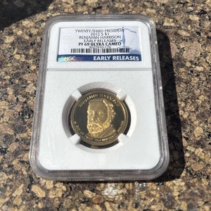 2012-S PF 69 Early Release Benjamin Harrison $1 Gold Coin - Picture 1 of 5
