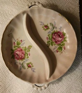 Vintage Lefton China geteilte Schale, Rosen, klein, Griffe, urig - Bild 1 von 5