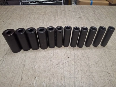 12 USA CRAFTSMAN 1/2" DRIVE DEEP 6 POINT IMPACT SOCKET SET METRIC 27MM - 12MM - Image 1 of 4