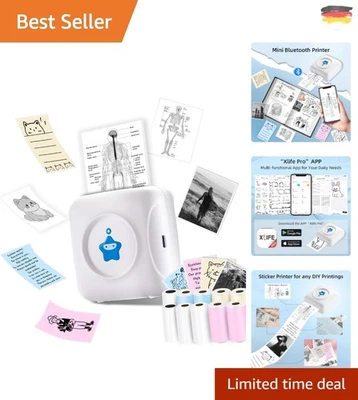 Mini-Drucker TP2-Y: Tragbarer Thermodrucker für Android & iOS, 10 Etikettenro... - Bild 1 von 4
