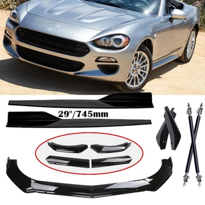 Front Bumper Lip Spoiler Splitter Glossy Black For Fiat 124 Spider 2017-20 Body - Image 1 of 4
