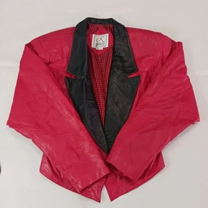International Rinzi Collection Women's Red & Black Genuine Leather Jacket Size L - Picture 1 of 20