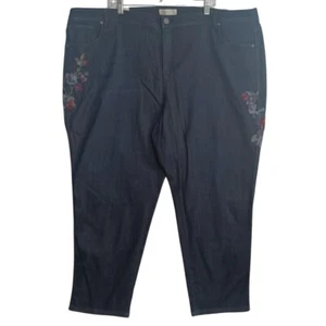 J.Jill Jeans Size 28W Dark Wash Denim Authentic Fit Slim Ankle Embroidered NEW - Picture 1 of 9