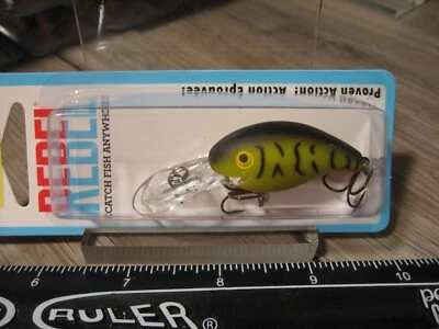 Señuelo de pesca vintage Rebel 1,5" buceo profundo CB-B cebo fuego tigre Foto 1 de 4