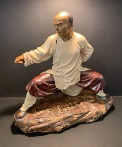 Original Pfanne Bolin Shiwan chinesische Keramik Skulptur Kung Fu Meister groß signiert - Bild 1 von 18